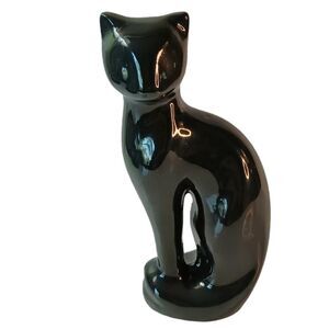 Vintage Black Siamese Cat Statue Figurine Mid-century Modern